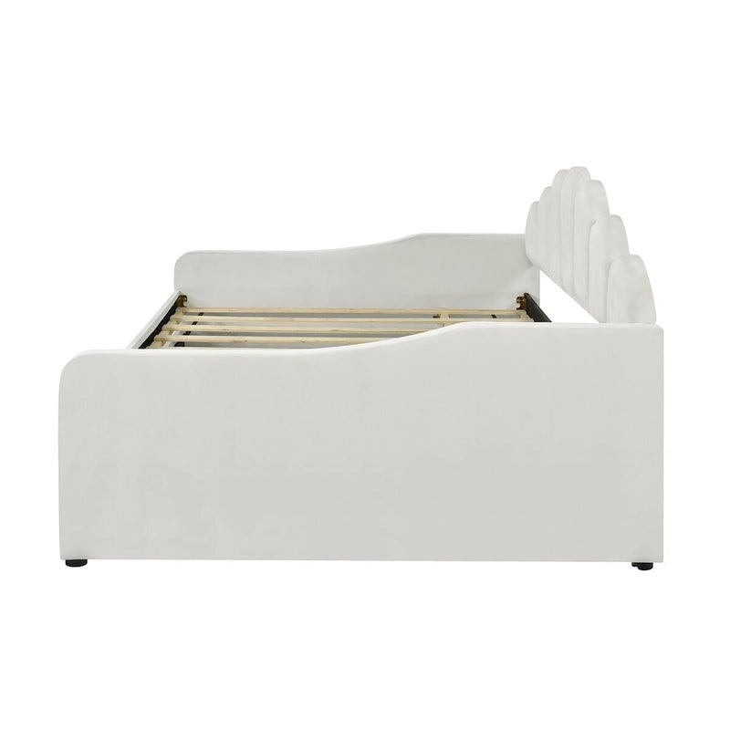 Full Size Velvet Upholstered Daybed with Trundle