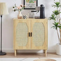 Rustic Storage Cabinet with 2 Rattan Doors