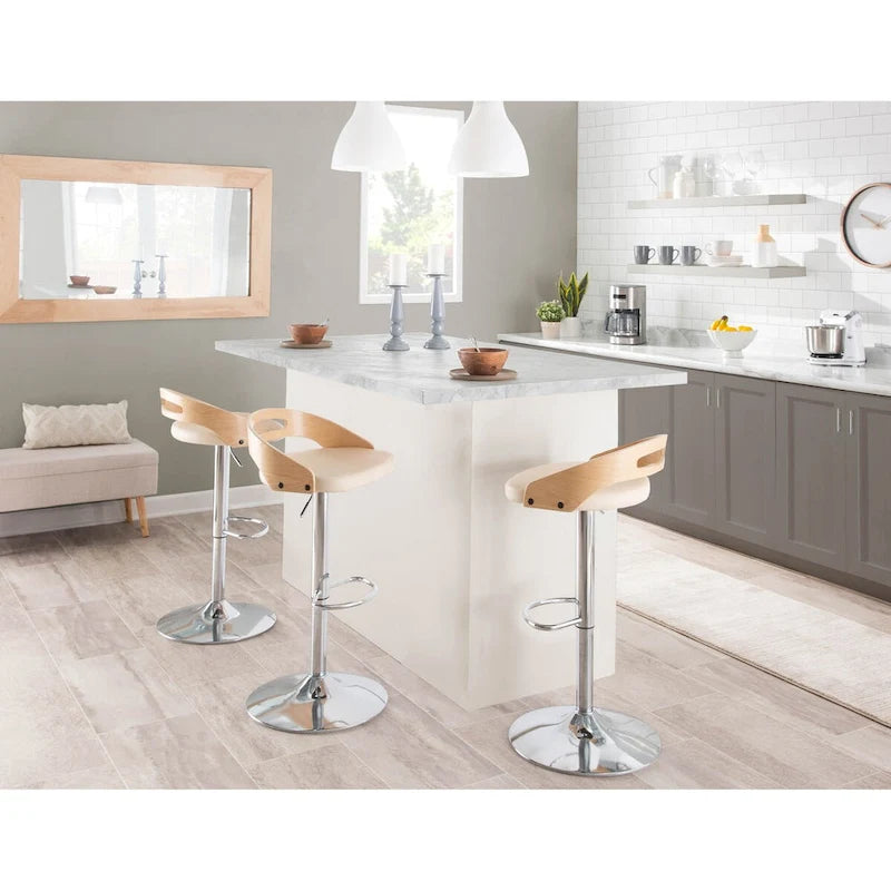 Adjustable Bar Stool with Oval Footrest (Set of 3)