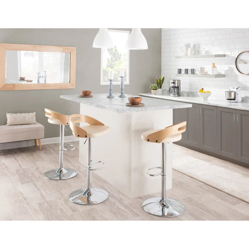 Adjustable Bar Stool with Oval Footrest (Set of 3)