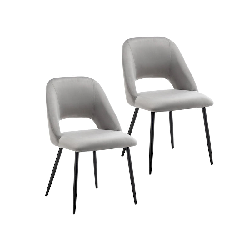 Velvet Dining Chairs with Steel Legs, Set of 2