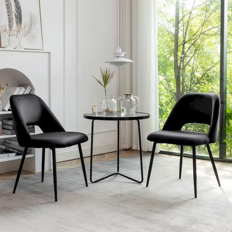 Porthos Home Orde Velvet Dining Chairs with Steel Legs, Set of 2