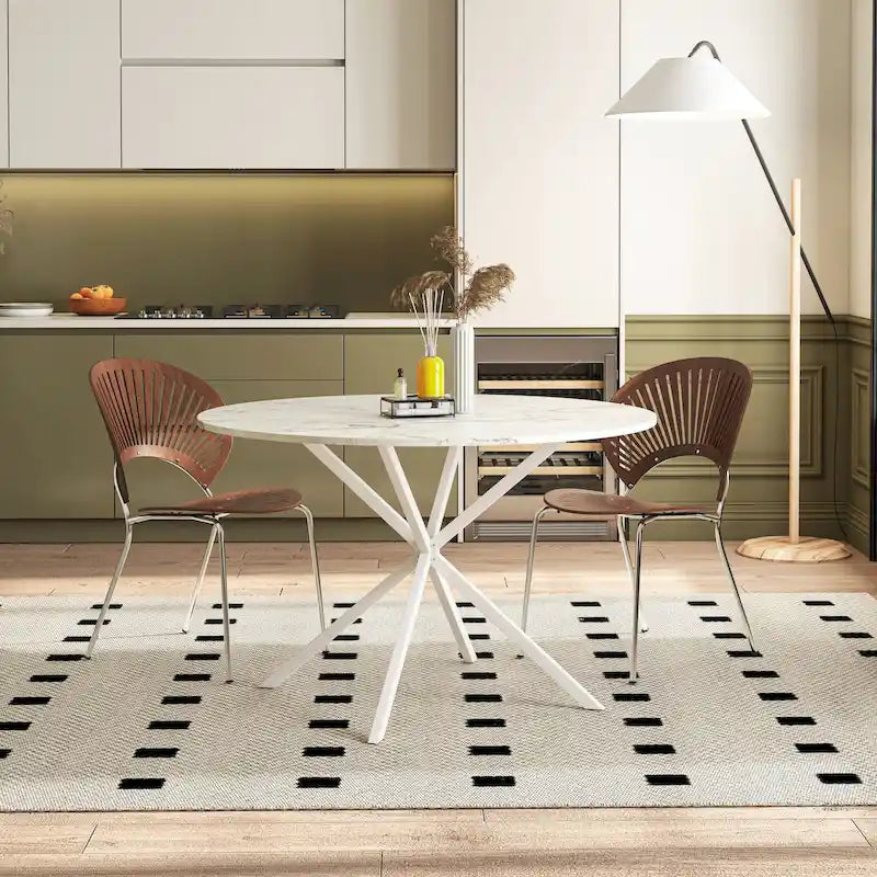 47.24 Modern Round Dining Table with Cross Legs