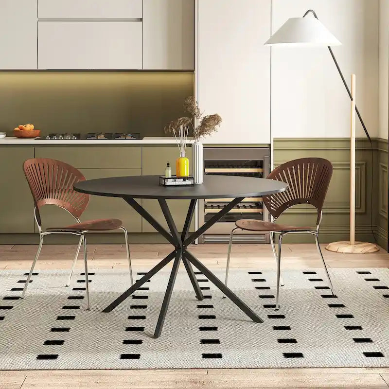 47.24 Modern Round Dining Table with Cross Legs