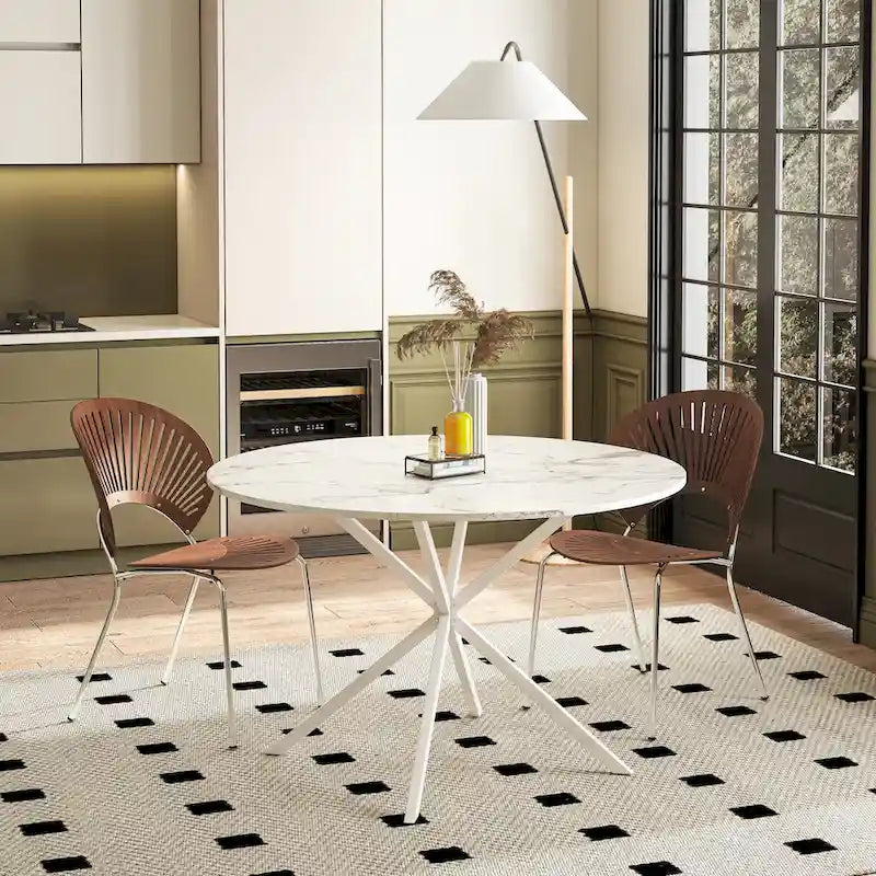 47.24 Modern Round Dining Table with Cross Legs