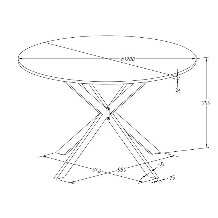 47.24 Modern Round Dining Table with Cross Legs