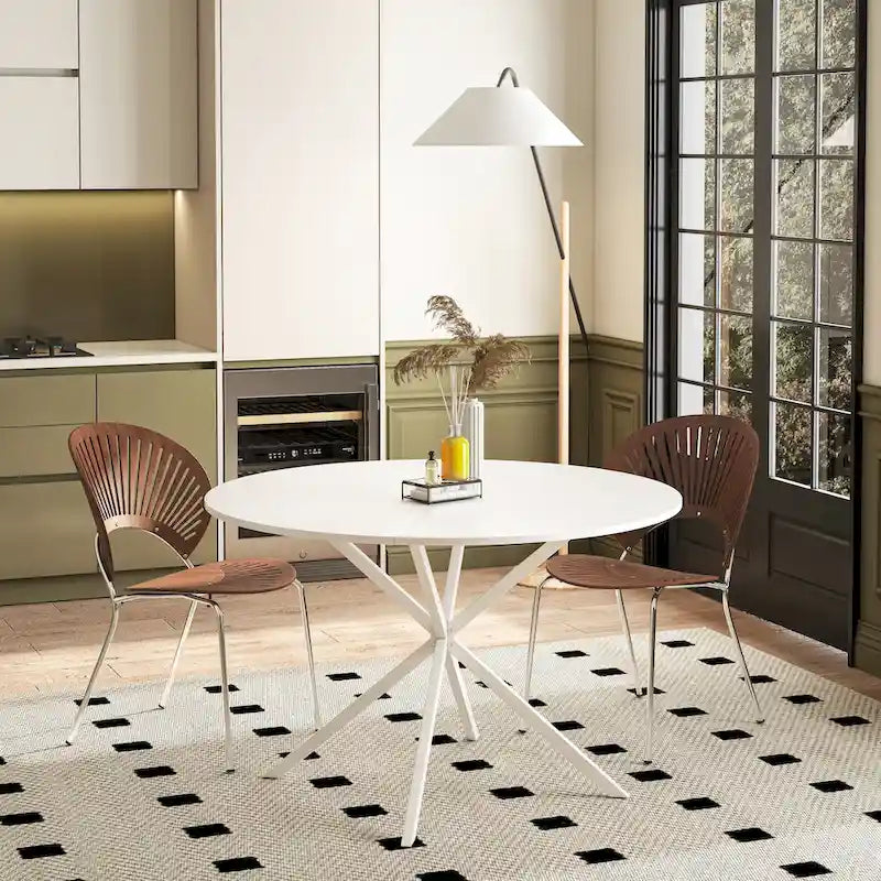 47.24 Modern Round Dining Table with Cross Legs