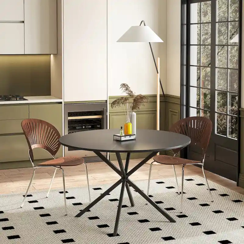 47.24 Modern Round Dining Table with Cross Legs