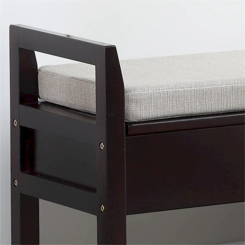 Fabric Upholstered Storage Shoe Bench with Shelf and Lift-Up Seats