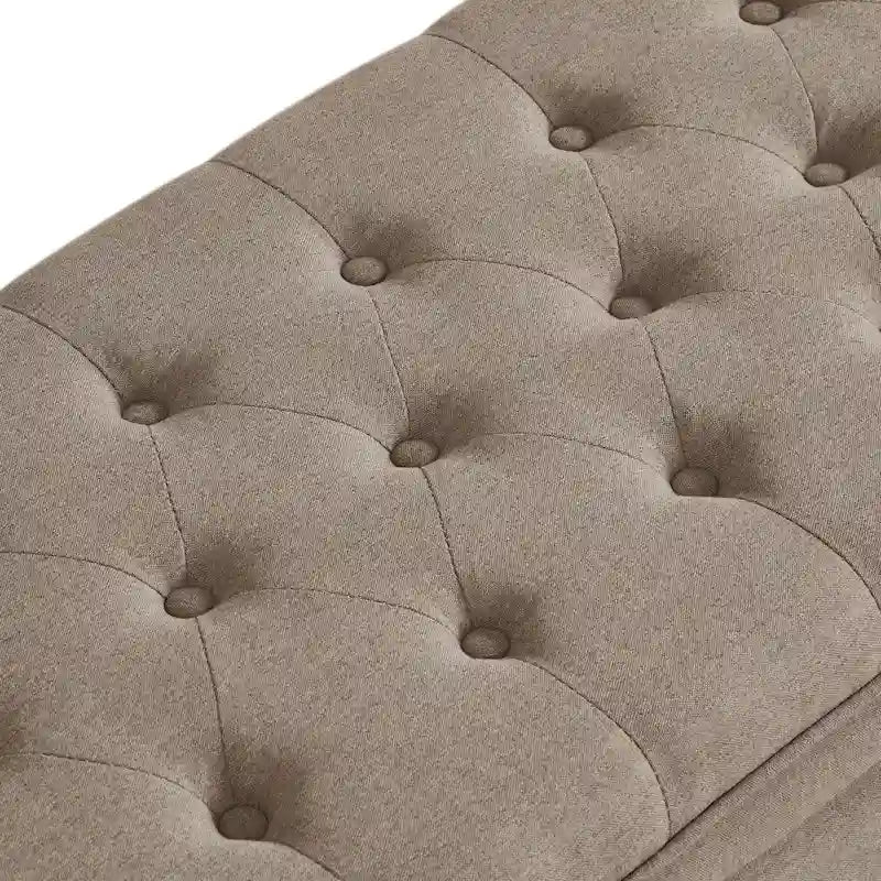 Velvet Button-Tufted Storage Bench