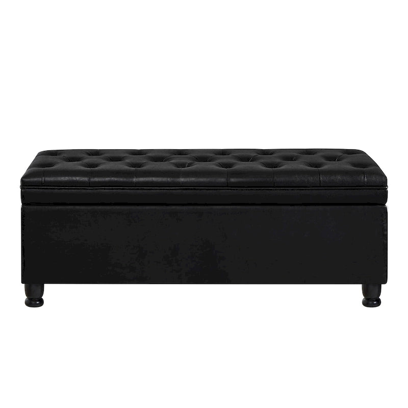 Velvet Button-Tufted Storage Bench