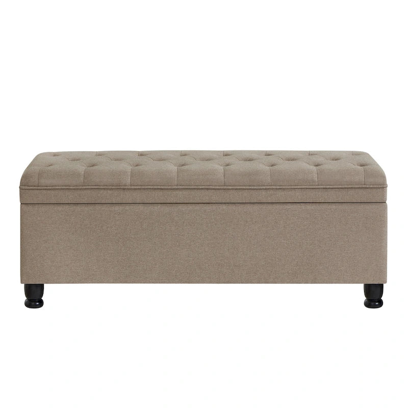 Velvet Button-Tufted Storage Bench