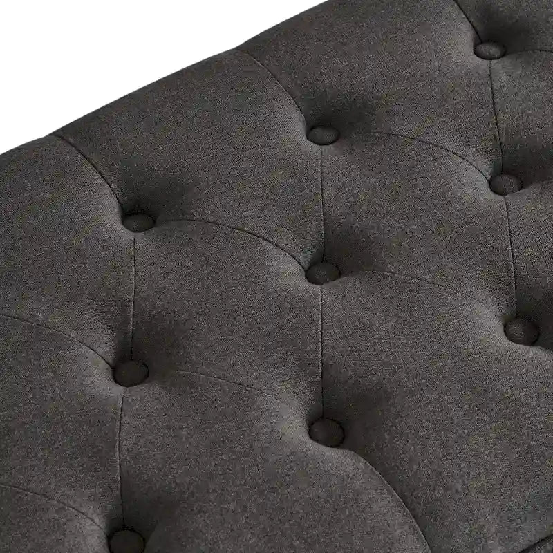 Velvet Button-Tufted Storage Bench