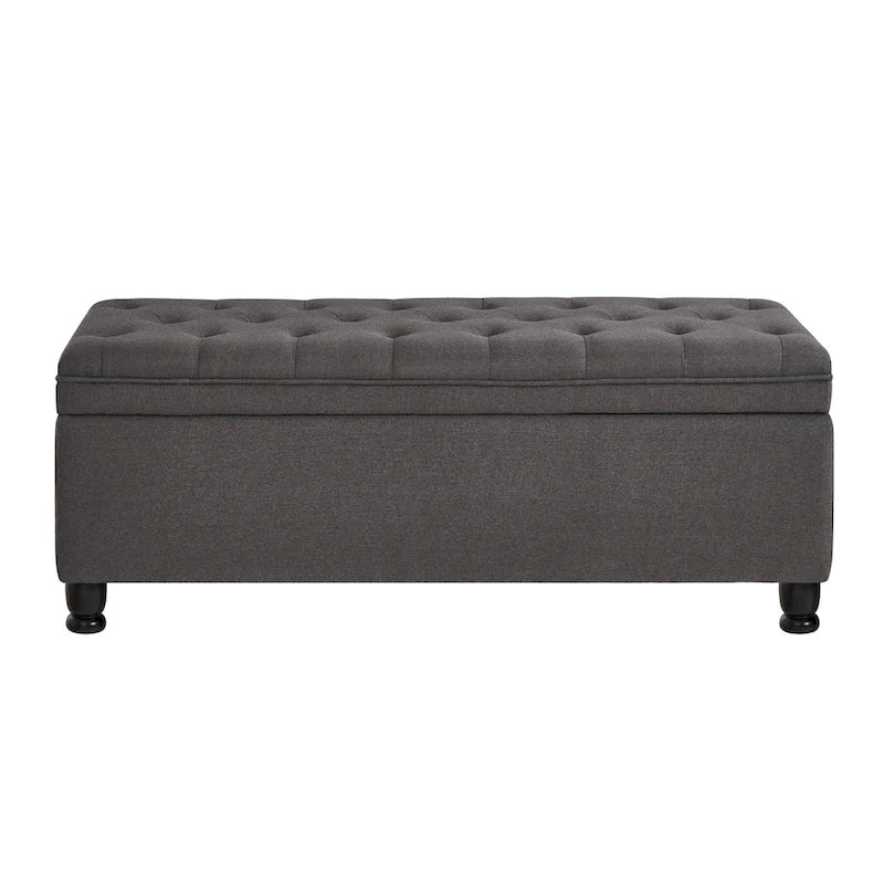 Velvet Button-Tufted Storage Bench