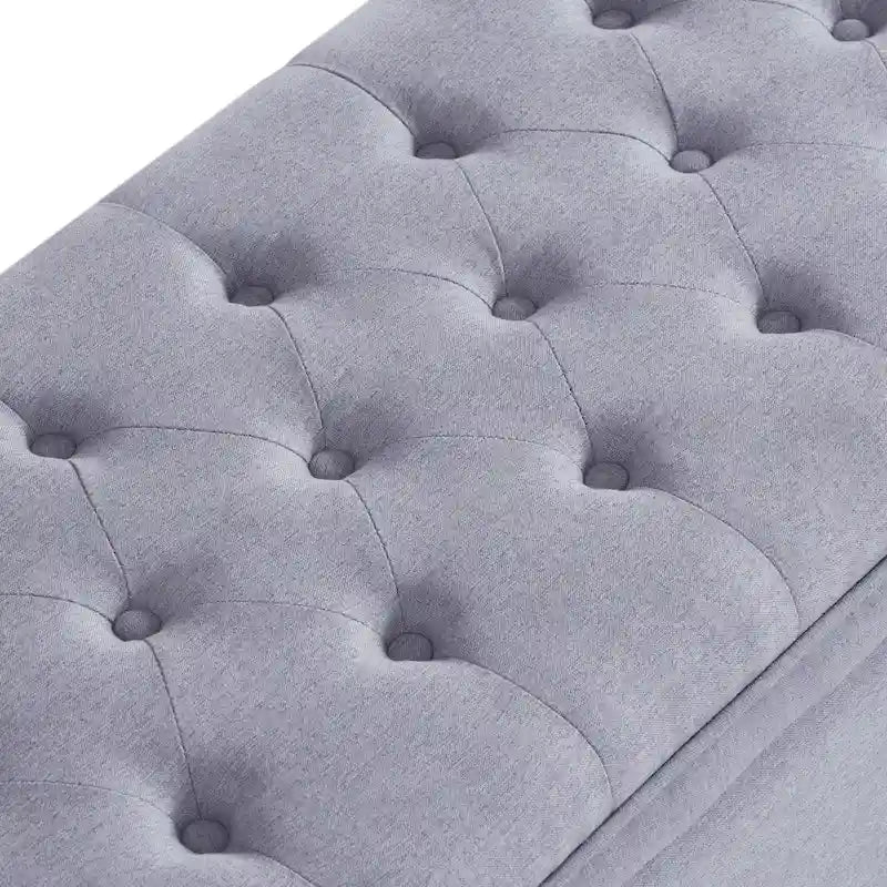 Velvet Button-Tufted Storage Bench