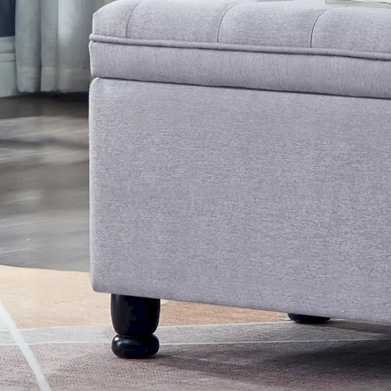 Velvet Button-Tufted Storage Bench