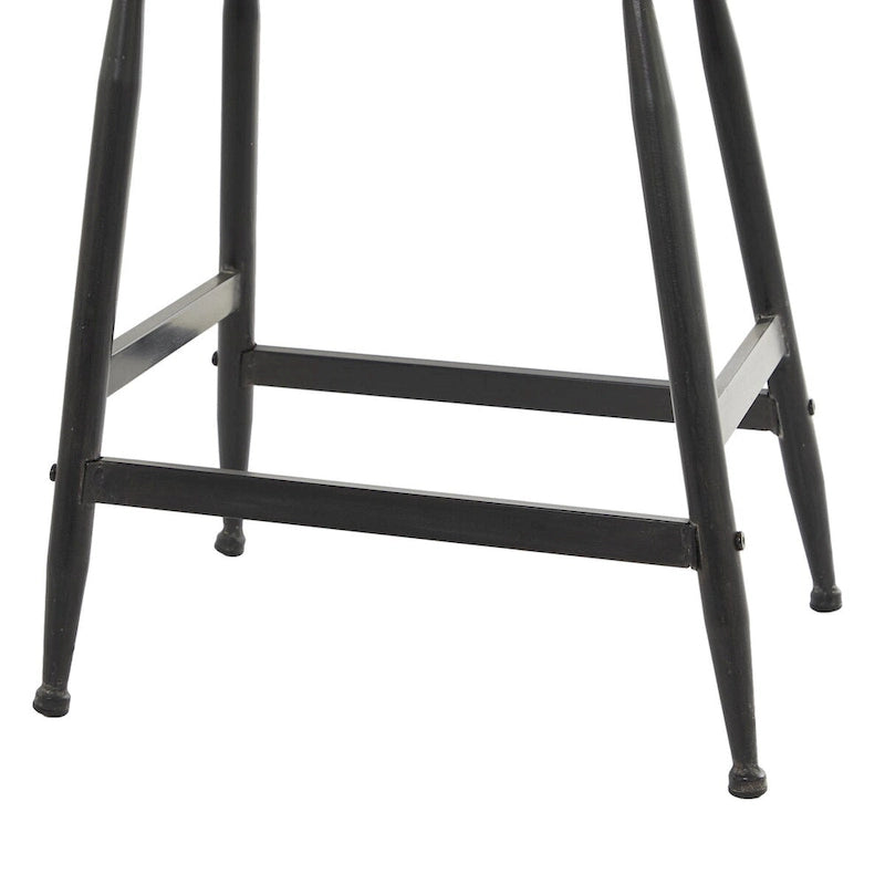 Black Metal Counter Stool with Brown Wood Top
