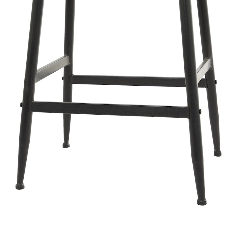 Black Metal Counter Stool with Brown Wood Top